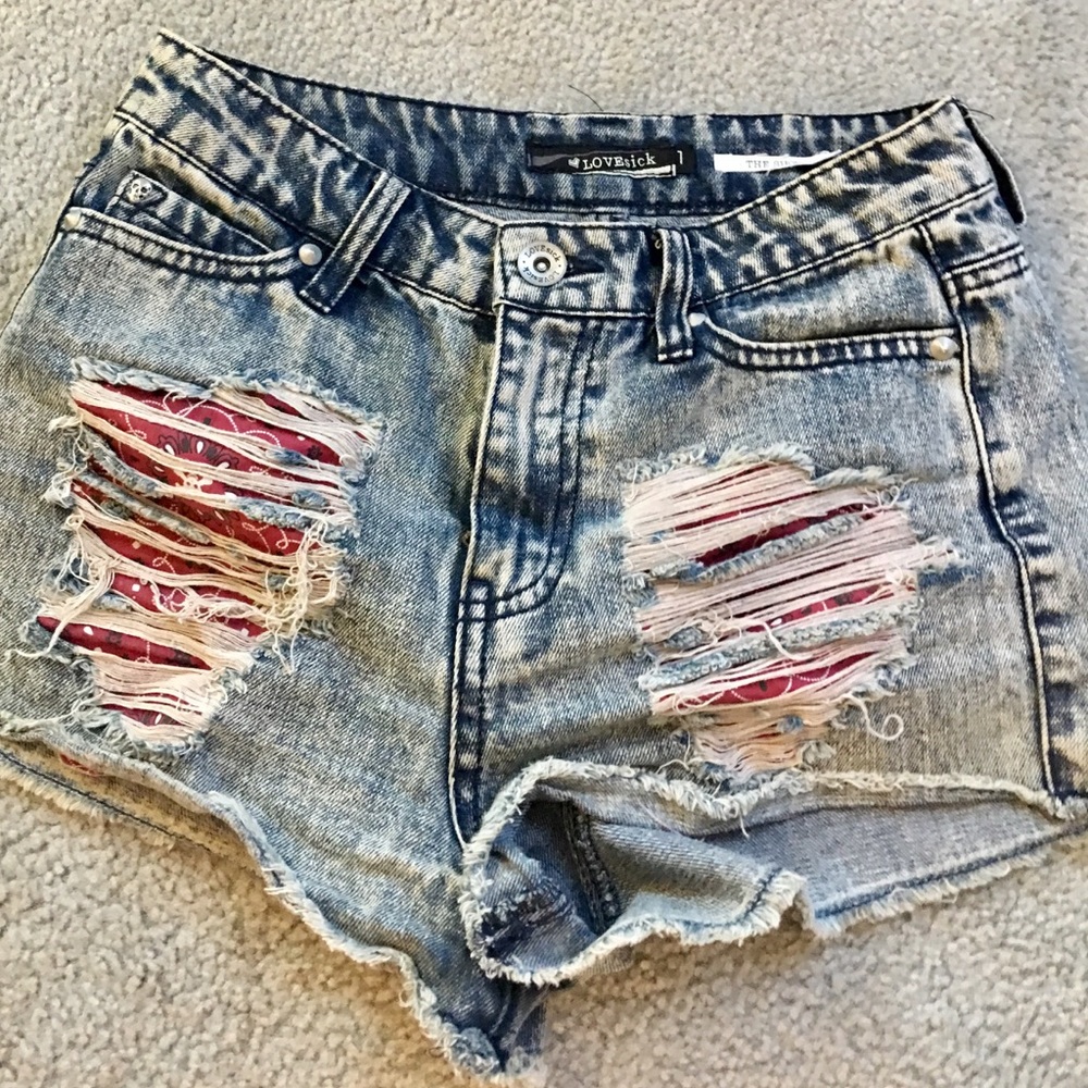 High waisted ripped shorts